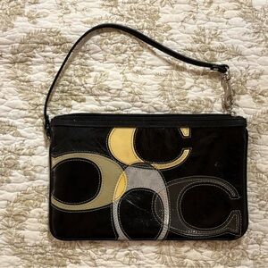 Coach Signature Patchwork Leather Wristlet – Black Multi